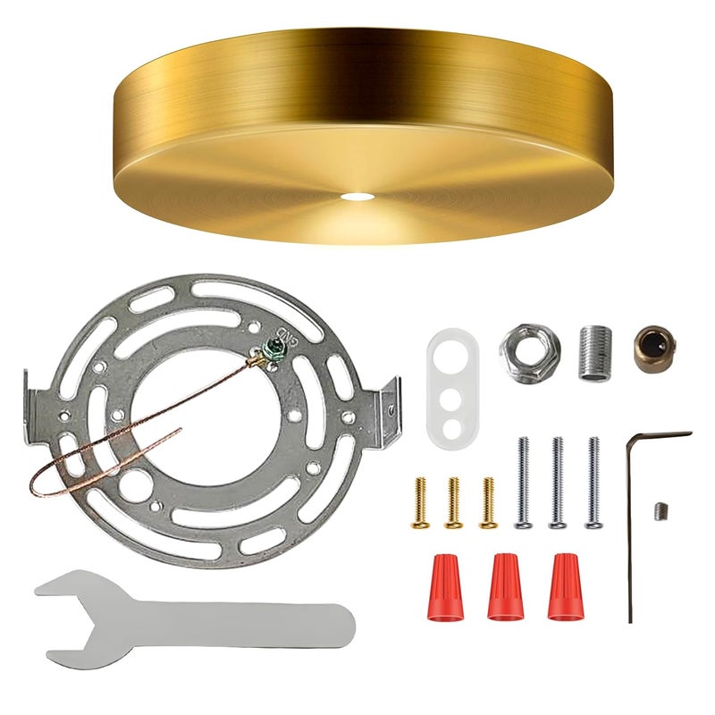KCO Lighting 4.7 Inches Brass Ceiling Light Canopy Kit, Vintage Chandelier Plate Cover, Light Fixture Mounting Hardware for Hanging Lamp Fixture - Image 1